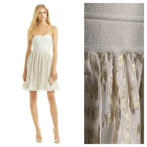 ERIN by Erin Fetherston Dresses & Skirts - ERIN by Erin Fetherson Cream Gold Strapless Anabel Lurex Dress